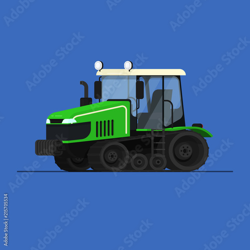 Farm tractor icon vector illustration. Heavy agricultural machinery for field work.