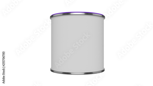 3D realistic render. Composition of single isolated paint can with purple lid. Design template. © bubak282