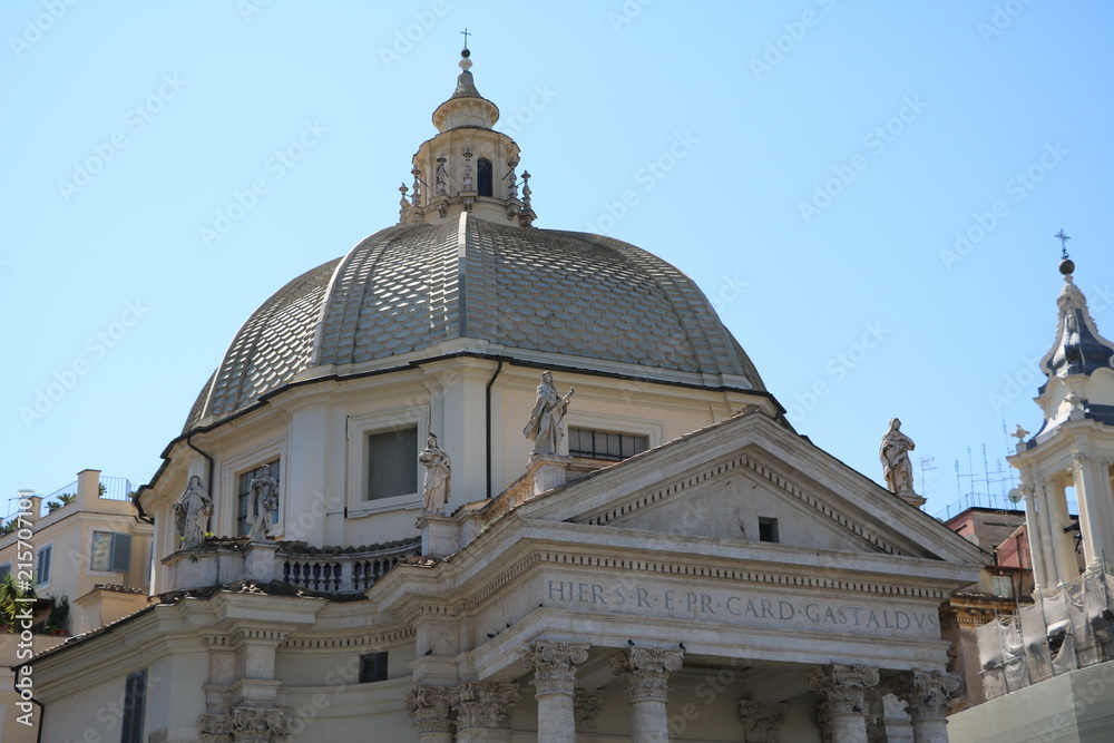 Twin Church Santa Maria in Montesanto at Piazza del Popolo in Rome, Italy 