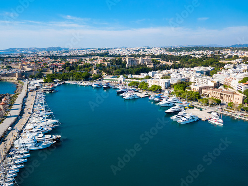 Mandraki port Rhodes city, Greece © saiko3p
