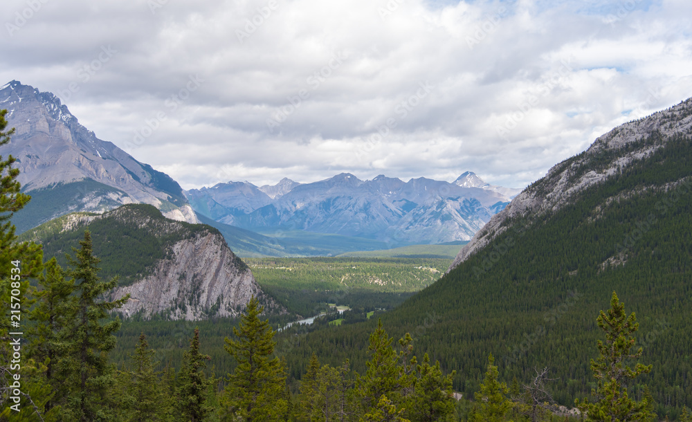 Banff from above in cloudy day, Summer , Banff National park, Alberta, Canada. Banff from above in cloudy day, Summer , Banff National park, Alberta, Canada.