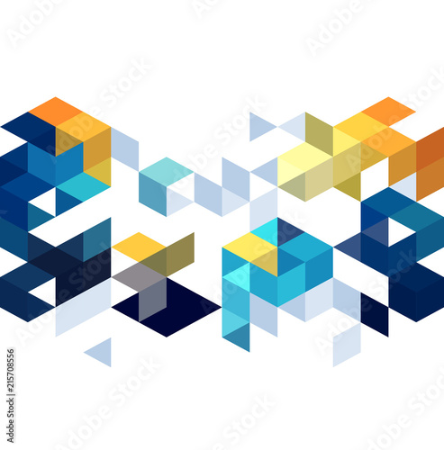 Abstract background with color cubes and grid