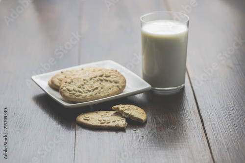 cereal cookies and a glass of milk