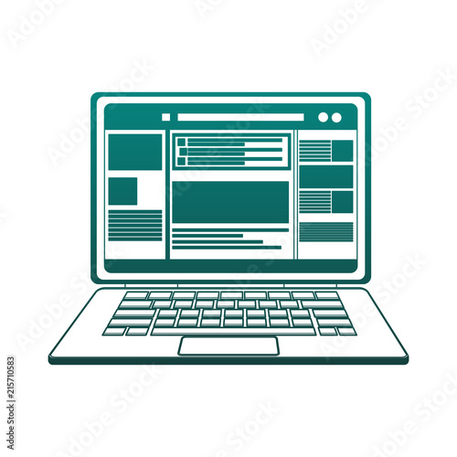 Laptop with social network profile vector illustration graphic design