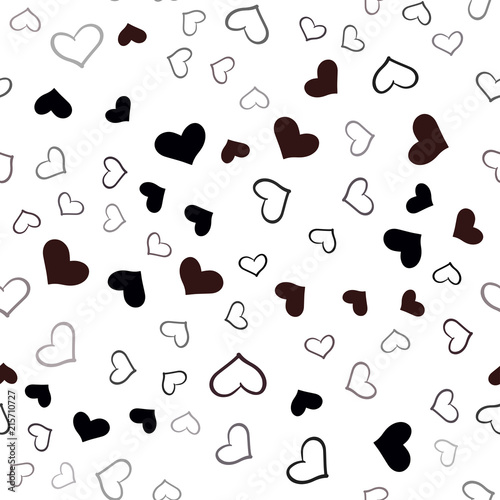 Dark Red vector seamless template with doodle hearts.