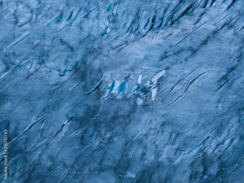 Glacier fissures aerial view