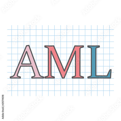 AML (Anti-money laundering) written on checkered paper sheet- vector illustration