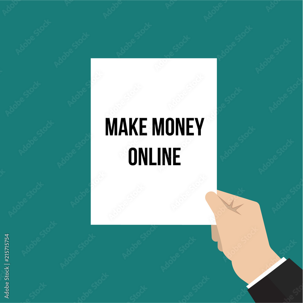 Man showing paper MAKE MONEY ONLINE Man showing paper MAKE MONEY ONLINE
