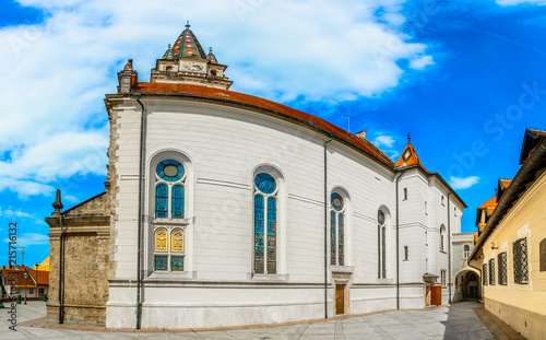 Marija Bistrica Zagorje architecture. / Scenic view at old architecture in famous marian shrine Marija Bistrica, Zagorje region in Croatia. photo