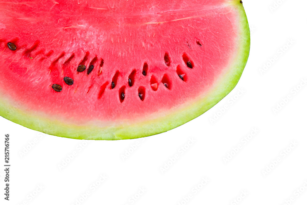 Half watermelon on white isolated background.Top view. Flat lay. Half watermelon on white isolated background.Top view. Flat lay.