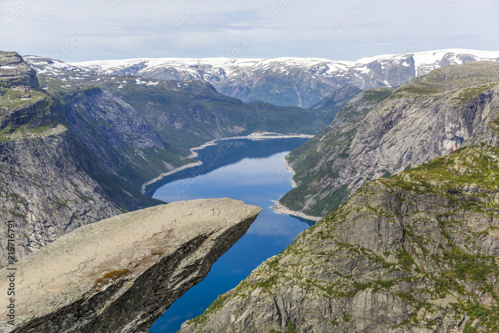 Trolltunga rock formation is one of the most popular and scenic places in Norway