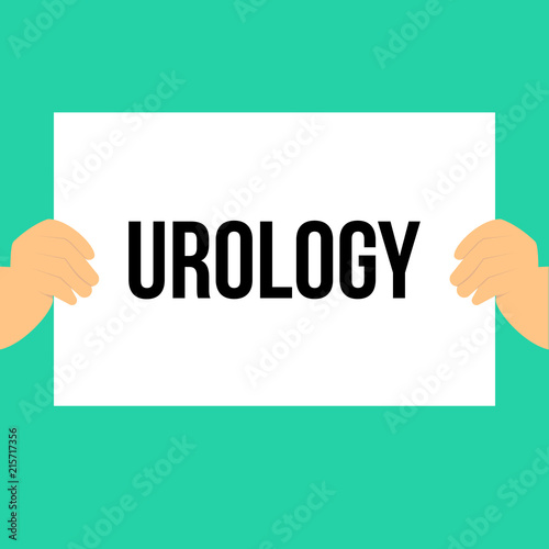 Man showing paper UROLOGY text 