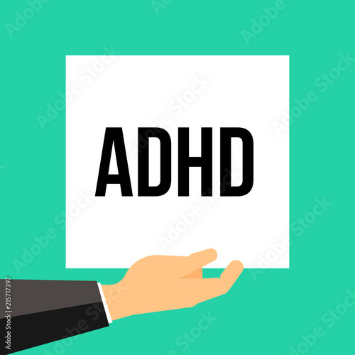 Man showing paper ADHD text 