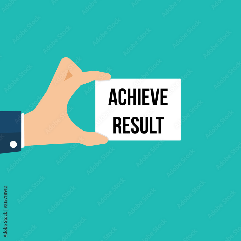 Man showing paper ACHIEVE RESULT text Man showing paper ACHIEVE RESULT text