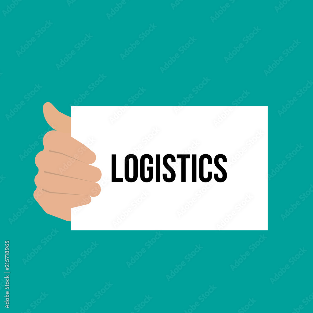 Man showing paper LOGISTICS text Man showing paper LOGISTICS text