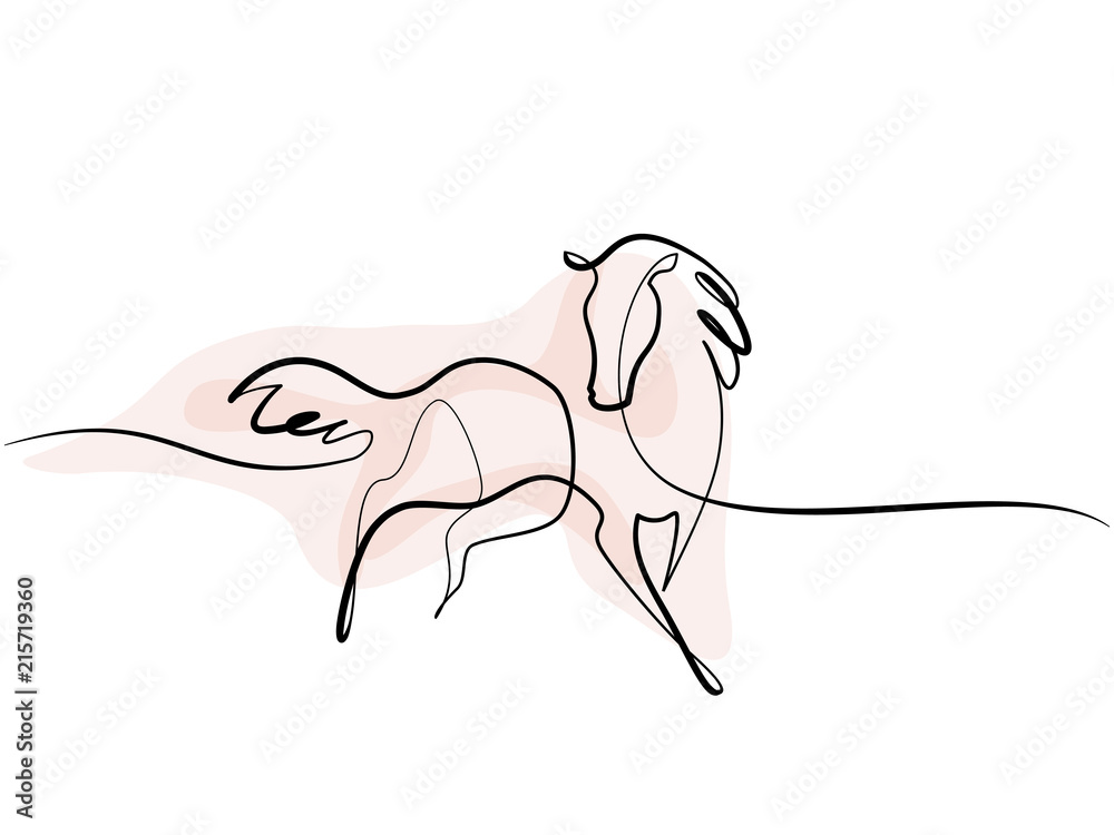 Obraz premium Ciągłe rysowanie jednej linii. Logo konia. Ilustracja wektorowa czarno-biały. Koncepcja logo, karty, banera, plakatu, ulotki