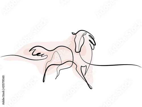 Fototapeta Naklejka Na Ścianę i Meble -  Continuous one line drawing. Horse logo. Black and white vector illustration. Concept for logo, card, banner, poster, flyer