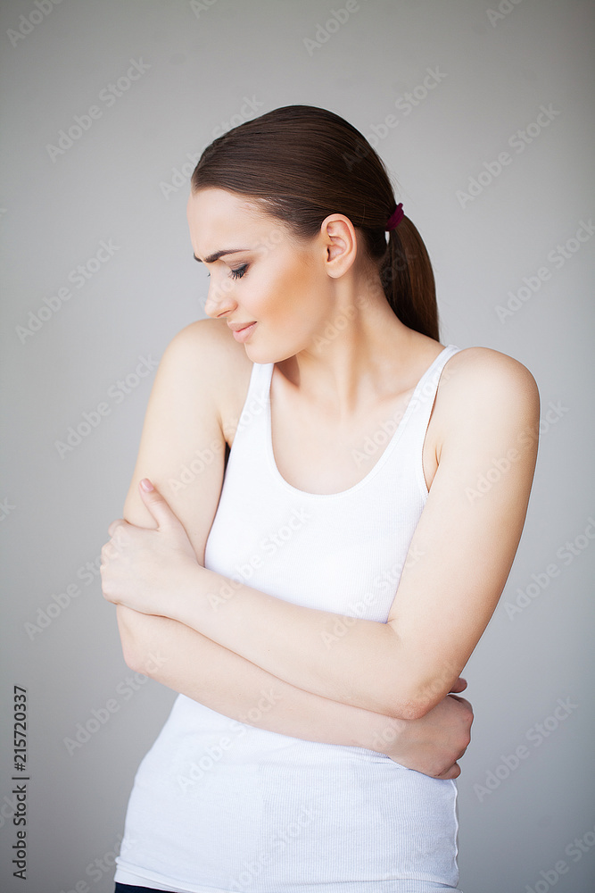 Stomachache. Woman Having Painful Stomachache, Female Suffering From Abdominal Pain Stomachache. Woman Having Painful Stomachache, Female Suffering From Abdominal Pain
