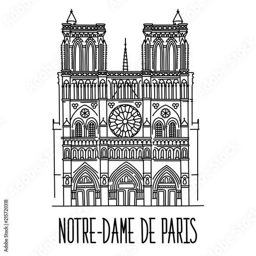 Notre Dame De Paris Cathedral Isolated Travel Label Stock Illustration   Illustration of decoration calligraphic 36136635