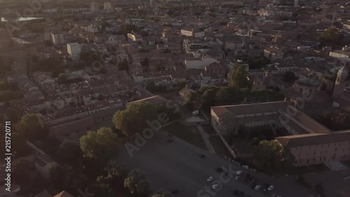 flying over city