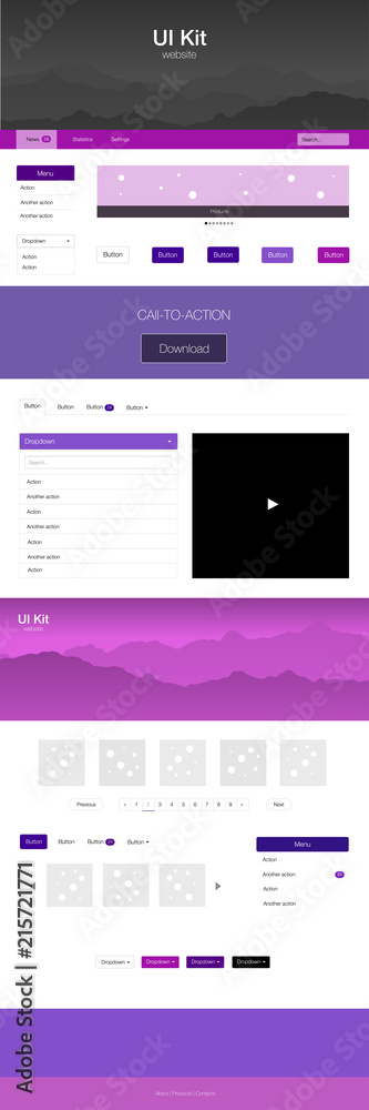 Fototapeta premium Light Purple, Pink vector design ui kit with landscape.