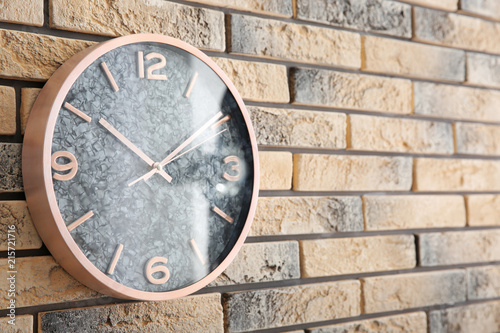 Wallpaper Mural Stylish clock on brick wall. Time concept Torontodigital.ca