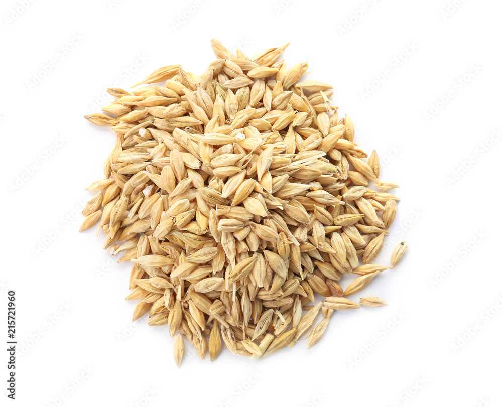 Raw barley on white background. Healthy grains and cereals Raw barley on white background. Healthy grains and cereals