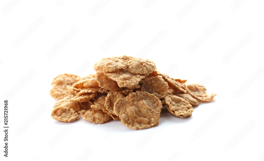 Wheat flakes on white background. Healthy grains and cereals Wheat flakes on white background. Healthy grains and cereals