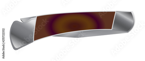 Vector illustration of closed pocket knife with wooden handle isolated on white background