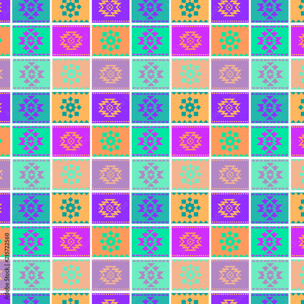 Gorgeous floral patchwork design. Moroccan or Mediterranean square tiles, tribal ornaments. For wallpaper print, pattern fills, background, surface textures. Indigo blue white teal aqua. seamless. Gorgeous floral patchwork design. Moroccan or Mediterranean square tiles, tribal ornaments. For wallpaper print, pattern fills, background, surface textures. Indigo blue white teal aqua. seamless.