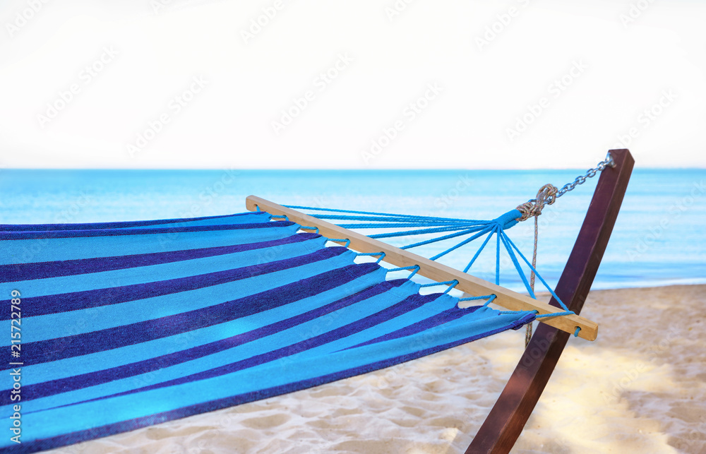 Empty hammock at seaside. Time to relax Empty hammock at seaside. Time to relax