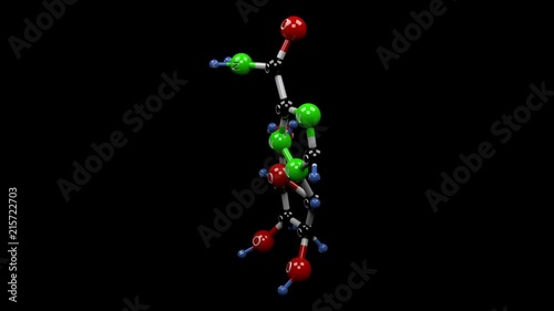 Ribavirin molecule. Molecular structure of antiviral drug ribavirin, also known as tribavirin. Alpha channel. photo