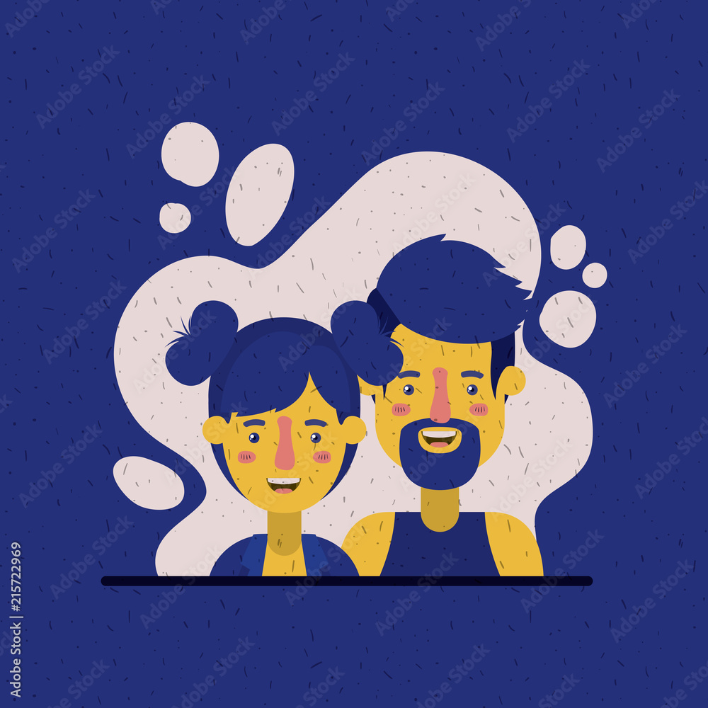 Fototapeta premium young couple lovers avatars characters vector illustration design