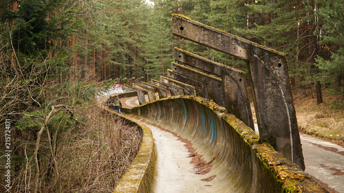 Принти на полотні Olympic Bobsleigh (Bobsled) in the forest of Sarajevo,  Bosnia and Herzegovina