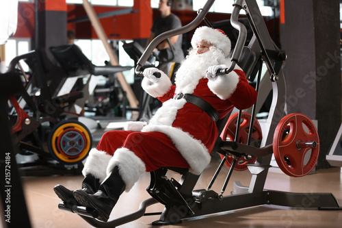 Authentic Santa Claus training in modern gym