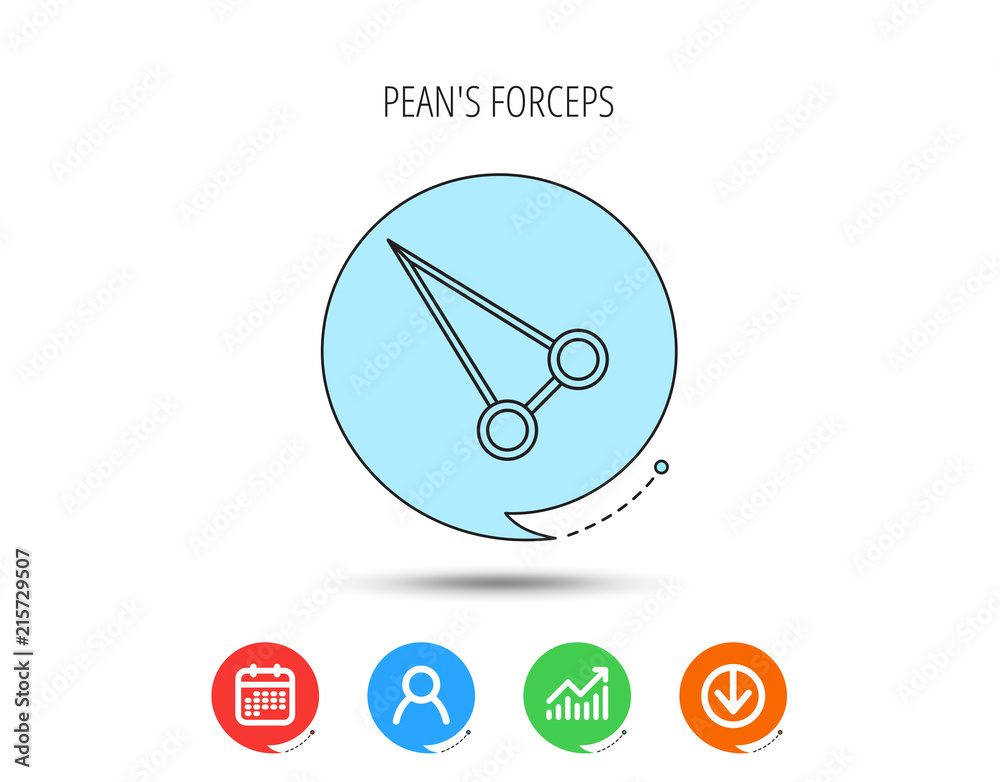 Pean forceps icon. Medical surgery tool sign. Pean forceps icon. Medical surgery tool sign.