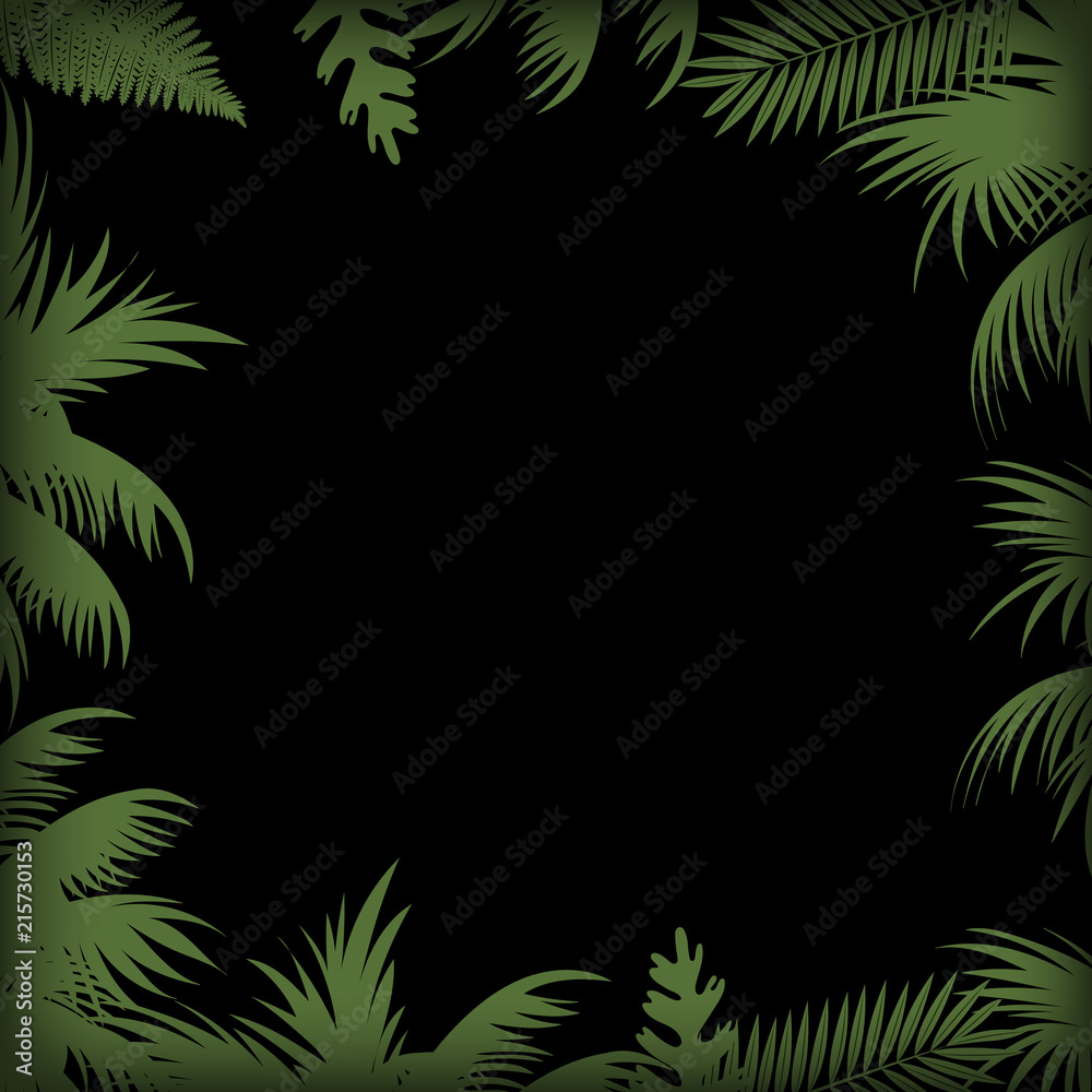 Abstract background with palm tree leaves. Vector.