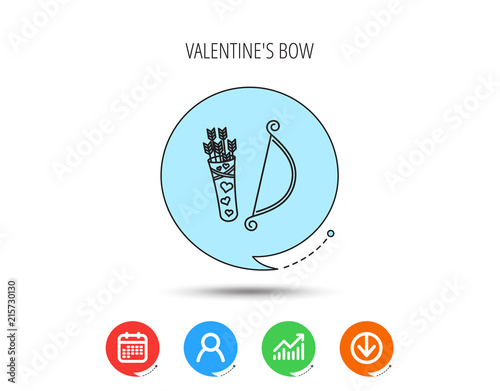 Amour arrows with bow icon. Cupid love symbol.