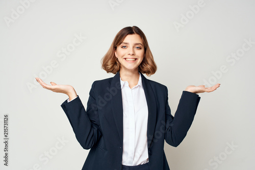 businesswoman holding a free space