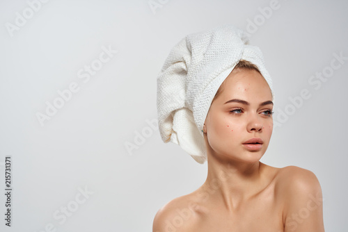 woman with a towel on her head care