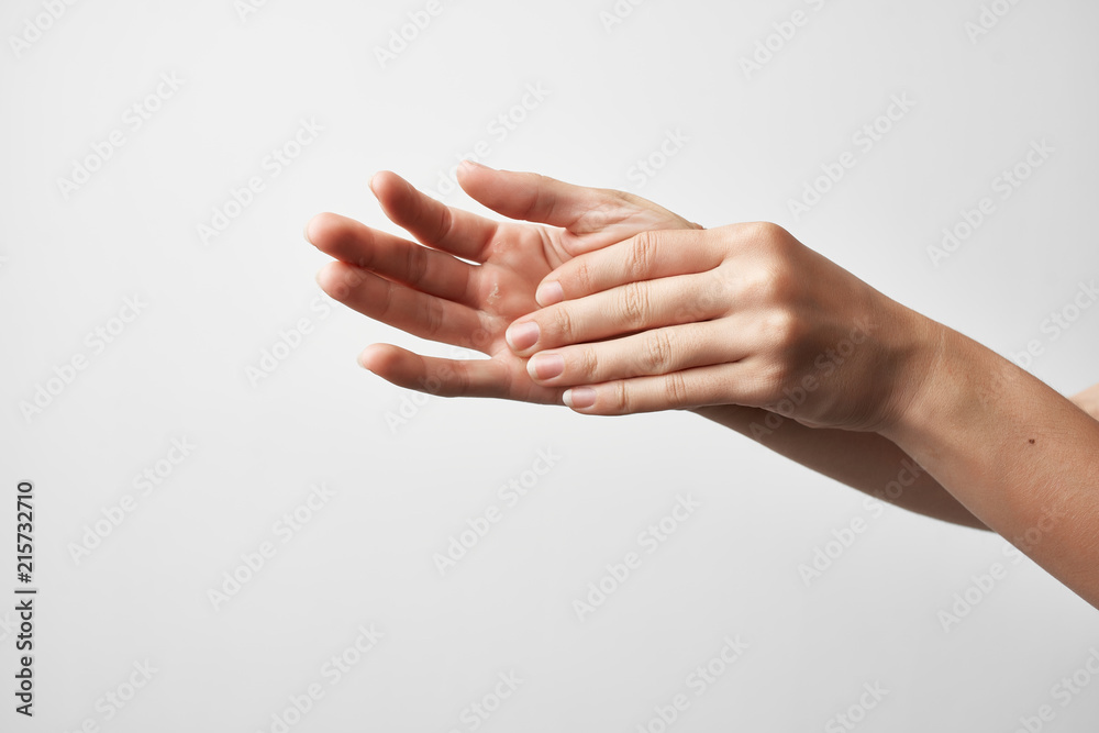 hands on a light background