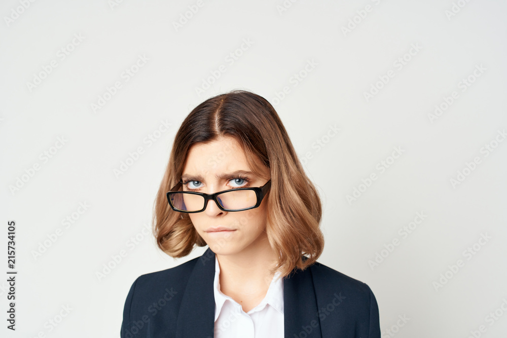 business woman with glasses serious portrait