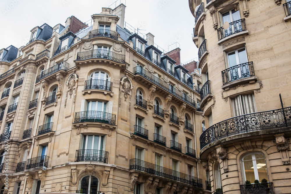 Antique buildings at Danton street in Paris France