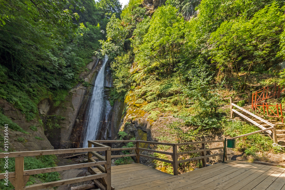 Obraz premium Landscape of Smolare waterfall cascade in Belasica Mountain, Novo Selo, Republic of Macedonia