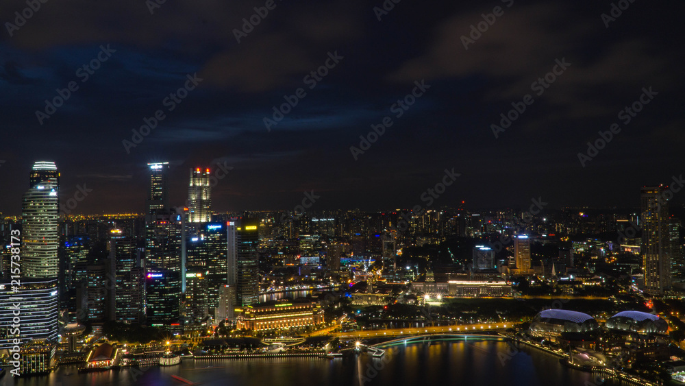 Beautiful night panorama of Singapore city