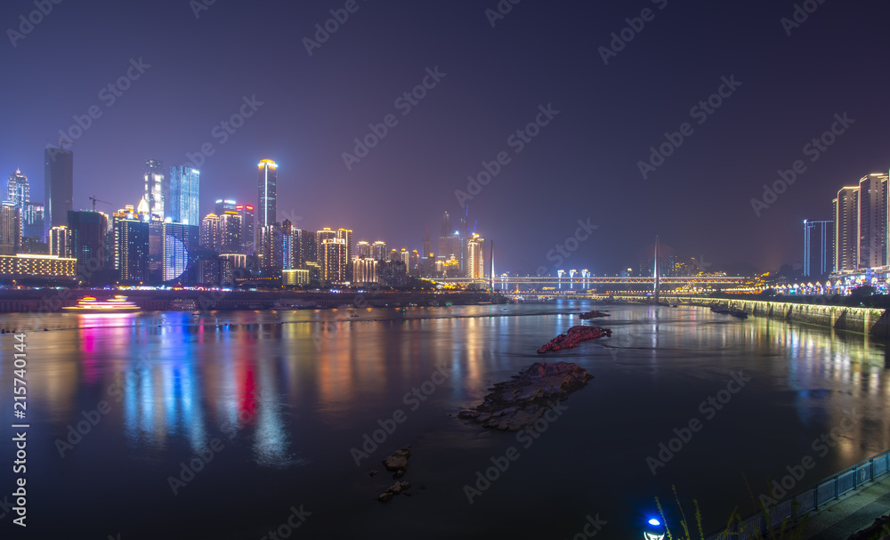 The night scene of urban architectural landscape in Chongqing