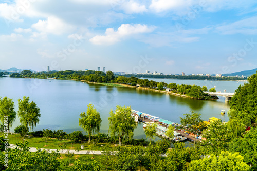 A beautiful park lake in Nanjing photo