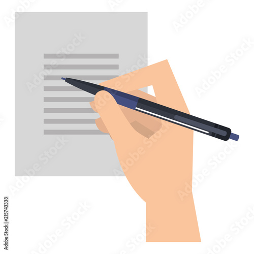 hand writing with pencil in documents paper