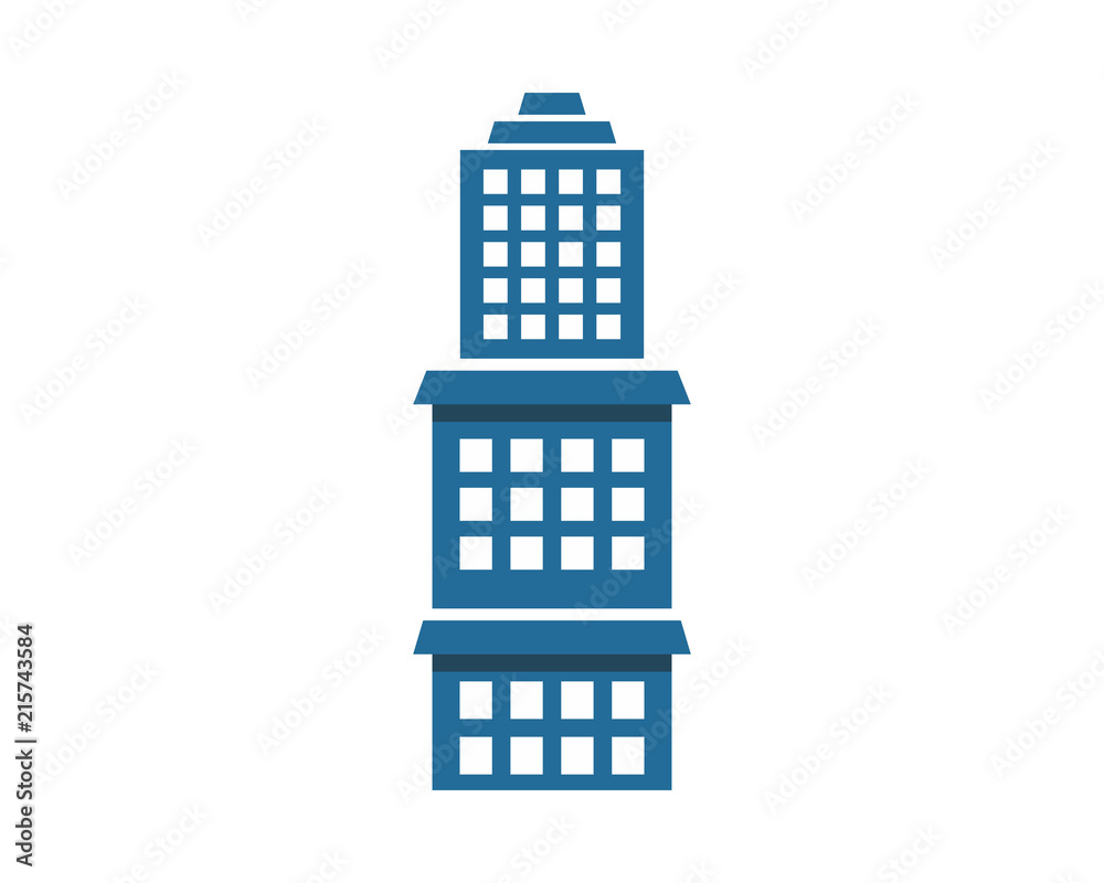 blue building tower skyscraper skyline cityscape image vector icon logo