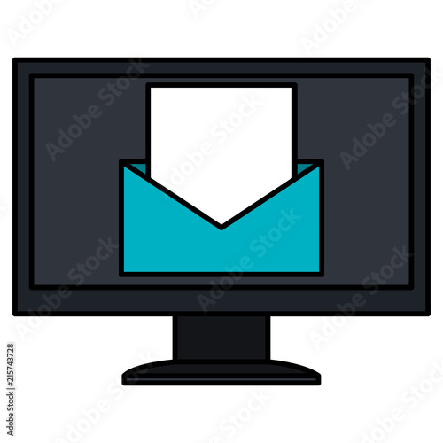 monitor computer with envelope mail